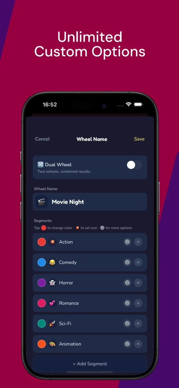 Custom options